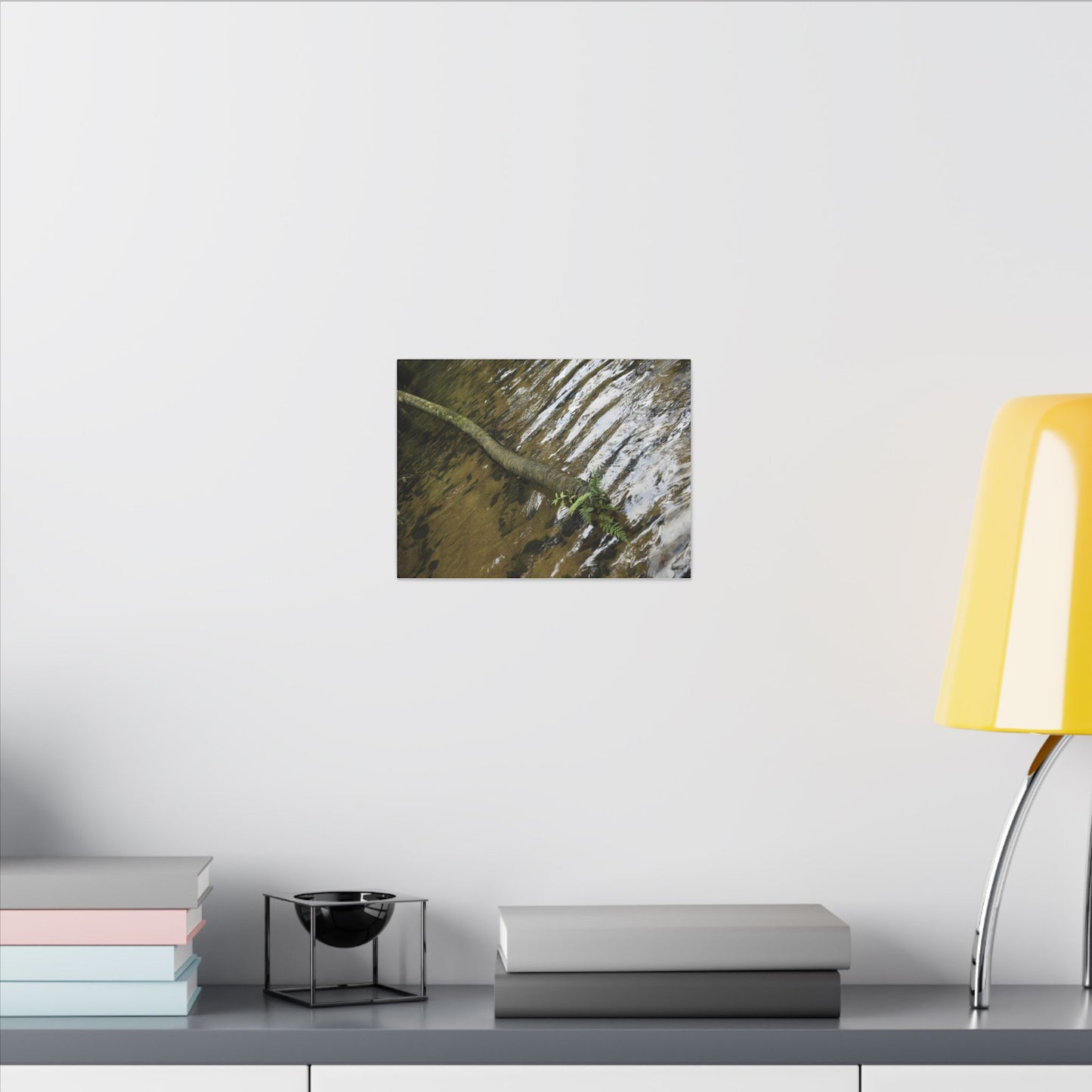Rippling Stream Canvas Wall Art — Tranquil Forest Water Photography - Fallen sierra palm - Rio Sabana - El Yunque Rainforest - Puerto Rico - Deep forest explorations