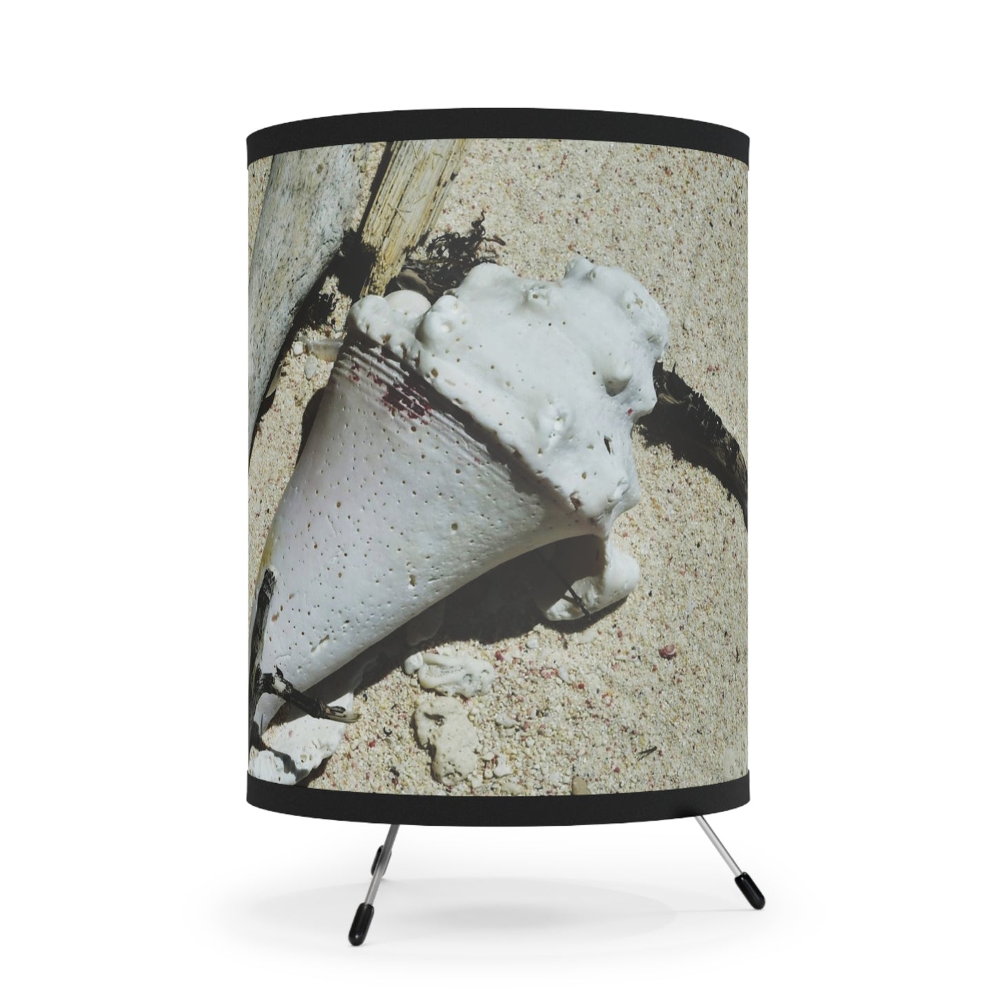 Remote Mona Island - Beach Driftwood Tripod Lamp — High-Res Printed Shade (US/CA Plug) - Nikon
