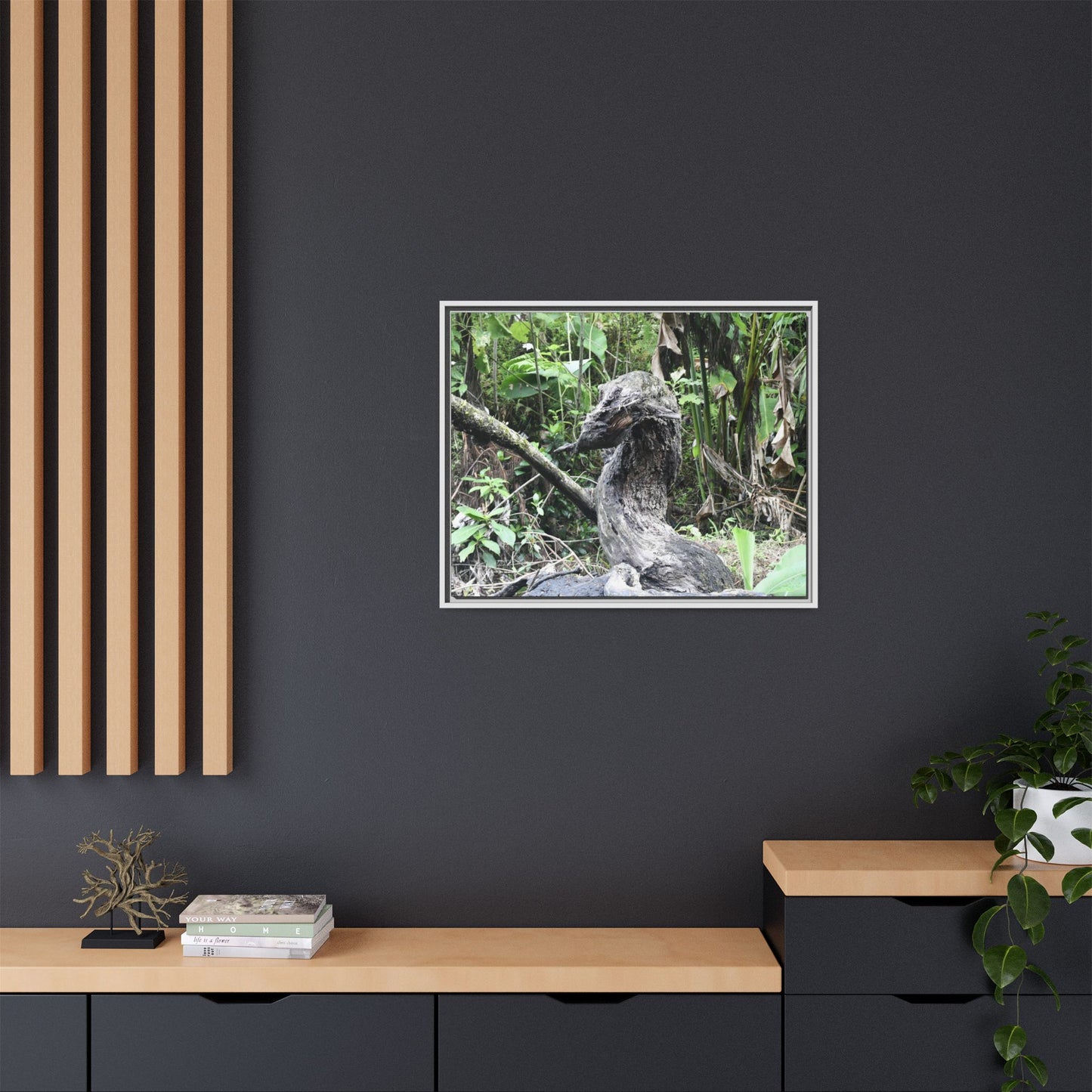 Tropical Vista Matte Canvas Framed Wall Art - Forest explorations - Deep in Sabana River Unusual Tree formations ??? - El Yunque rainforest PR