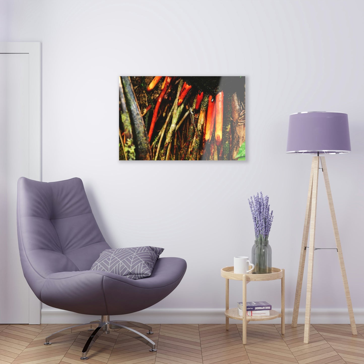 Acrylic Prints - US Made - Ideal for a Stunning Home/Office Decor Ideas - El Yunque - Lizard on the Sierra Palm roots - CCMM* - Green Forest Home
