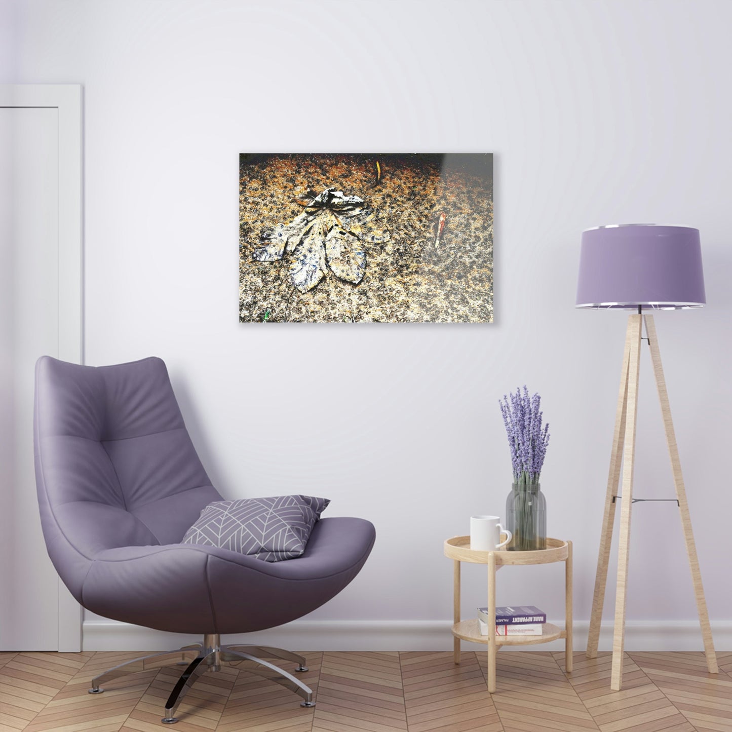 Acrylic Prints - US Made - Ideal for a Stunning Home/Office Decor Ideas - El Yunque Rainforest - Yagrumo leaf in mud with rain drops marks near river - CCMM* - Green Forest Home