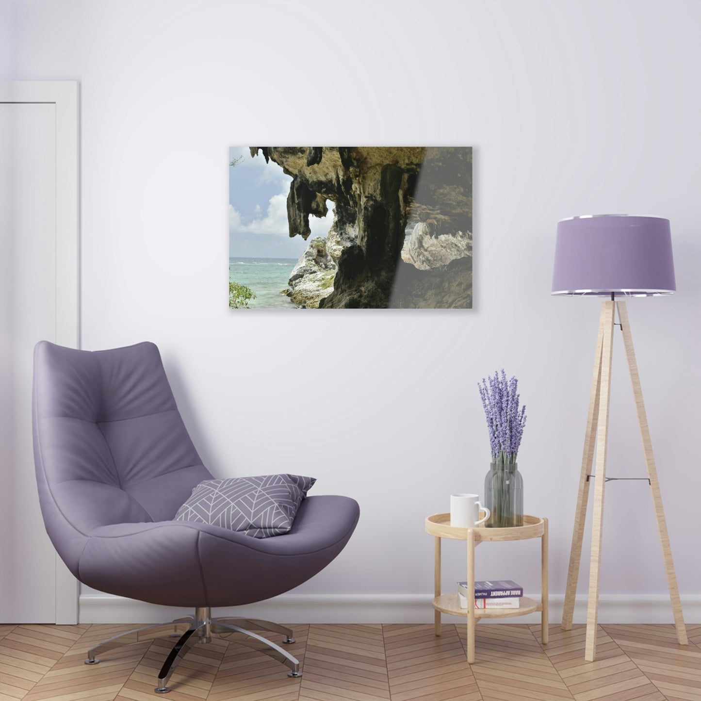 Acrylic Prints - US Made - Ideal for a Stunning Home/Office Decor Ideas - Inspirations from Nature - Mona island Caves on Edge of Pajaros beach - Green Forest Home