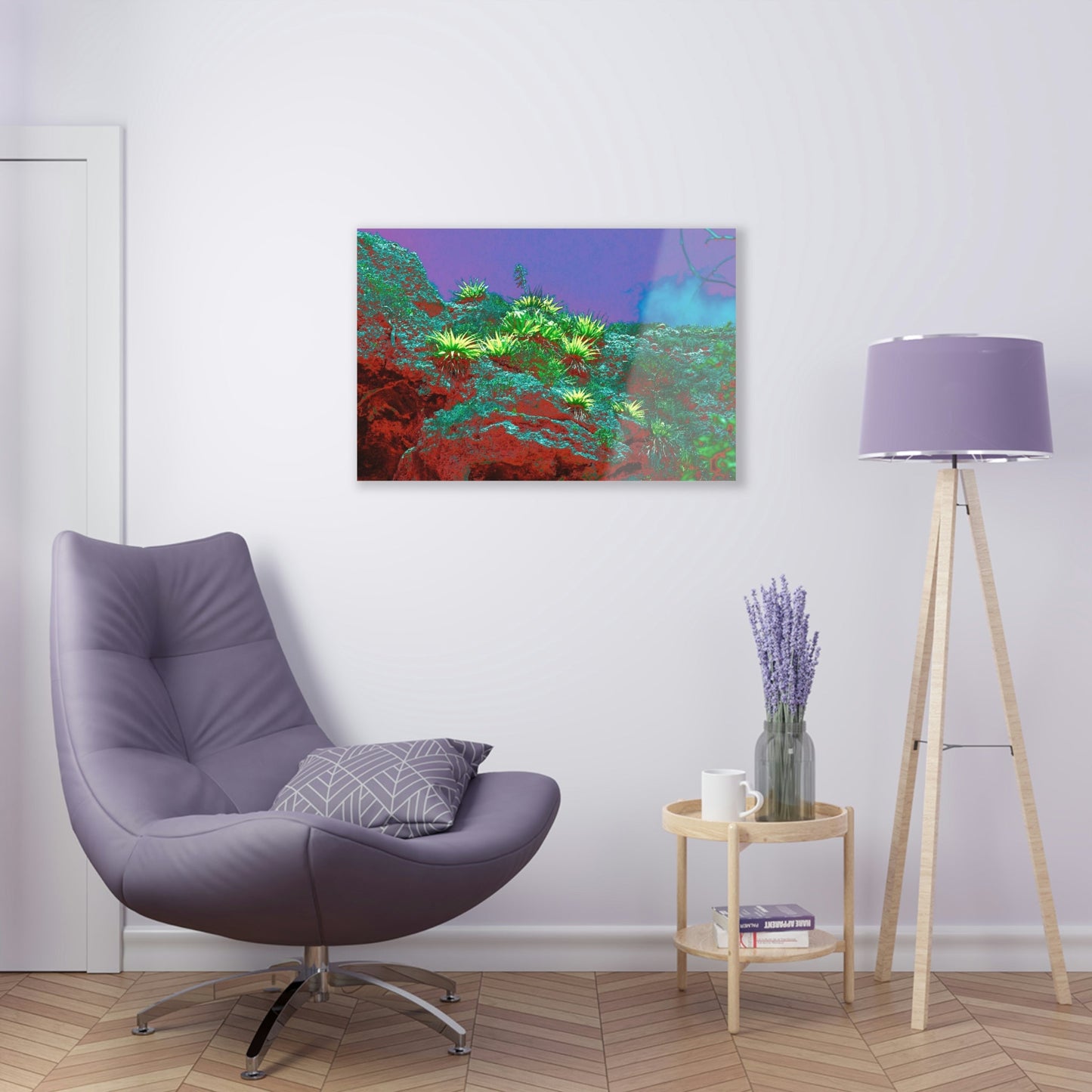 Acrylic Prints - US Made - Ideal for a Stunning Home/Office Decor Ideas - Remote Mona island - Cliff view of bromeliads - CCMM* - Green Forest Home