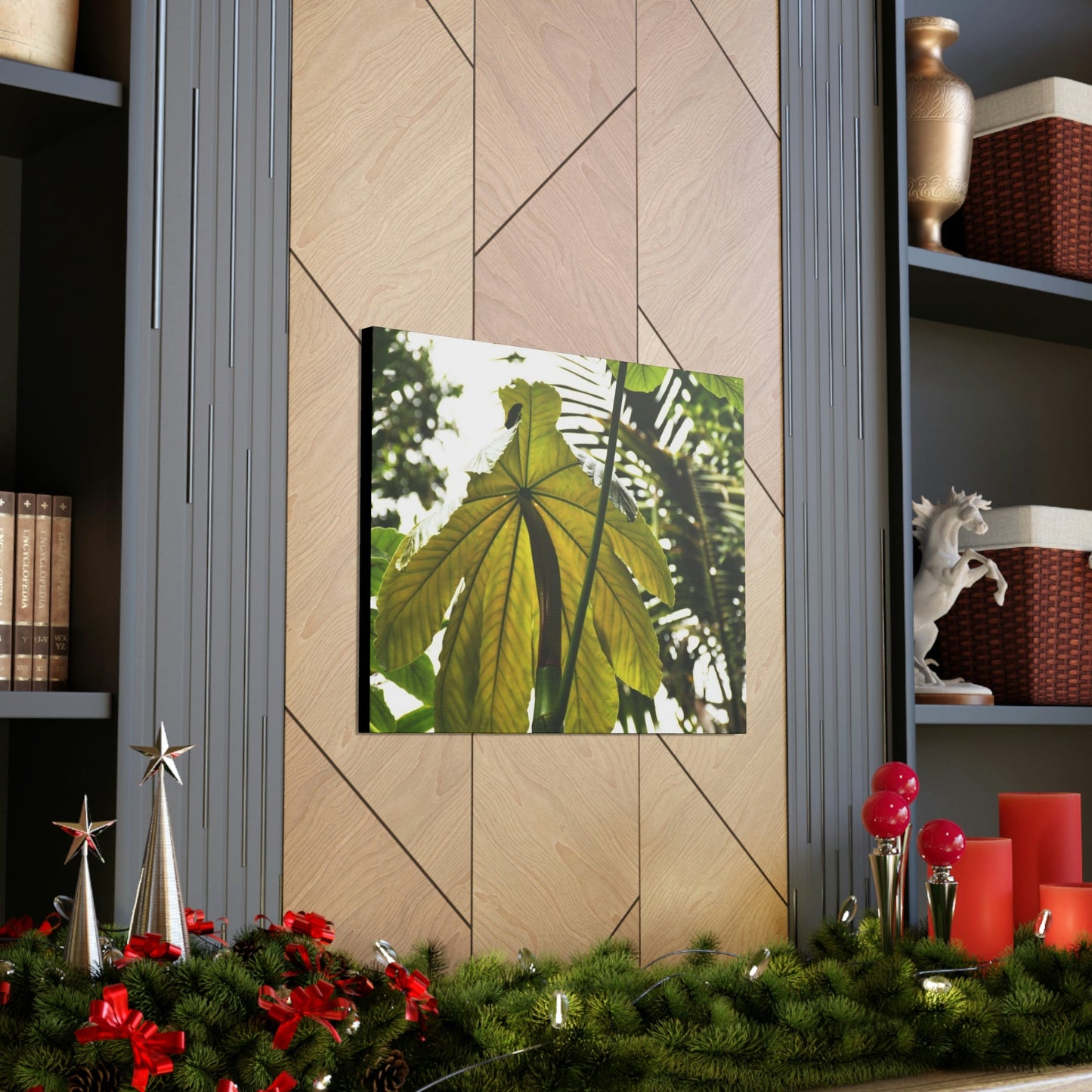 Canvas Gallery Wraps - USA MADE 👨👩👧👧 Unique images of Yagrumo Tree & leafs from El Yunque rainforest PR - Human 👩🦰 Vision - Green Forest Home