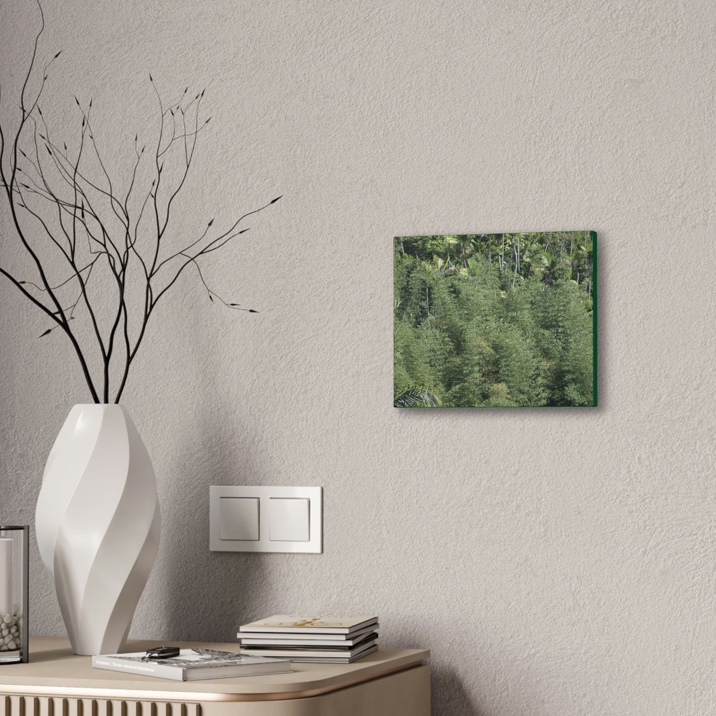Deals on Thin Canvas - Stretched, 0.75" - Small Sizes Horizontal - Ideal for Wall Forest Mosaics - Large Bamboo Cluster near Rio Blanco - Green Forest Home