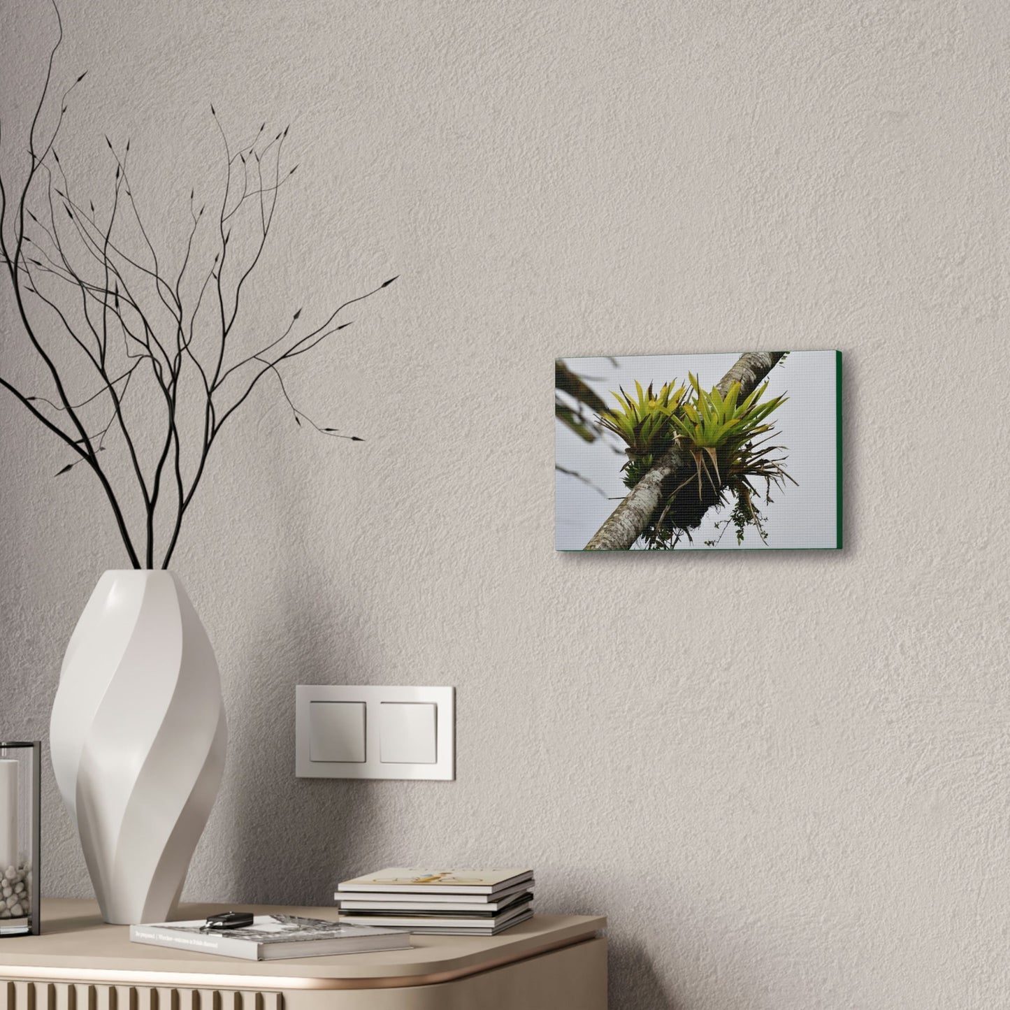 Deals on Thin Canvas - Stretched, 0.75" - Small Sizes Horizontal - Ideal for Wall Forest Mosaics - Surviving Sierra Palm with Bromeliad - Green Forest Home