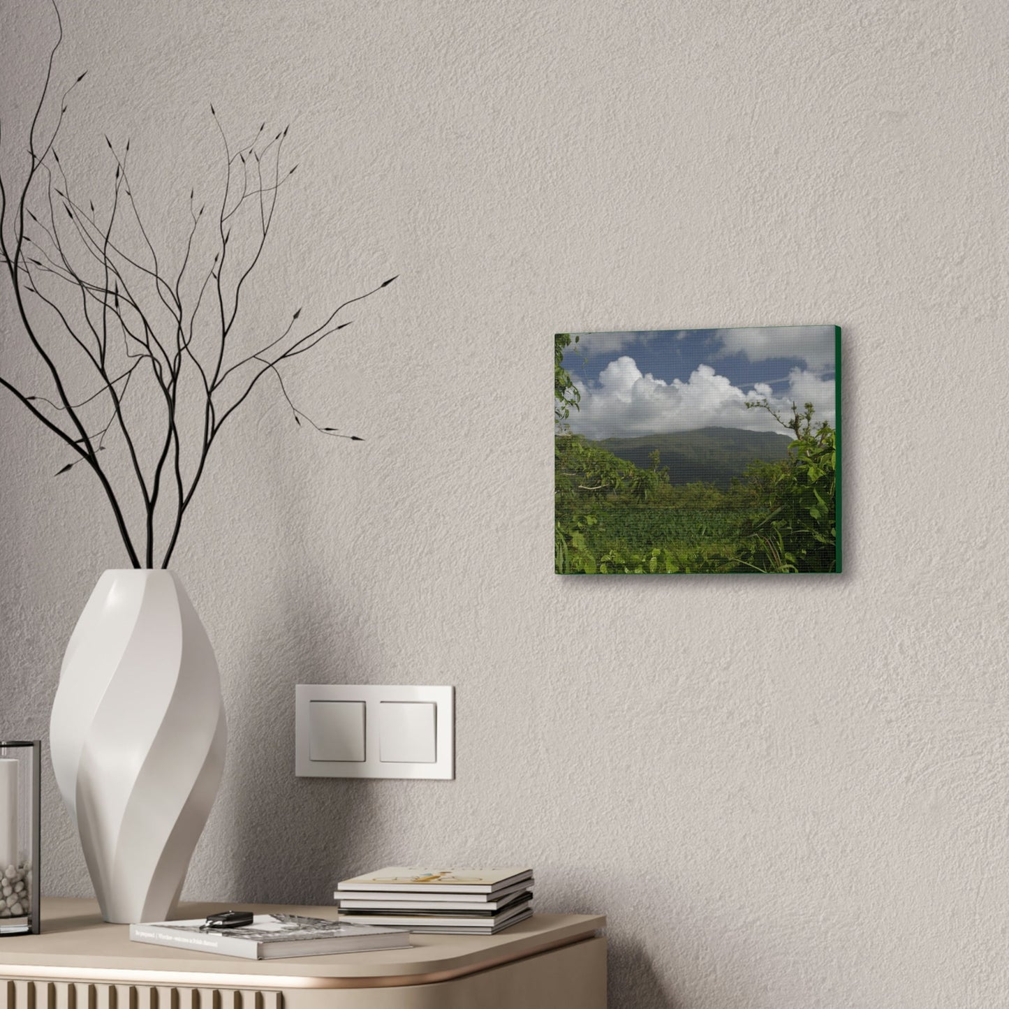 Deals on Thin Canvas - Stretched, 0.75" - Small Sizes Horizontal - Ideal for Wall Forest Mosaics - View of El Yunque among multiple river plants - Green Forest Home