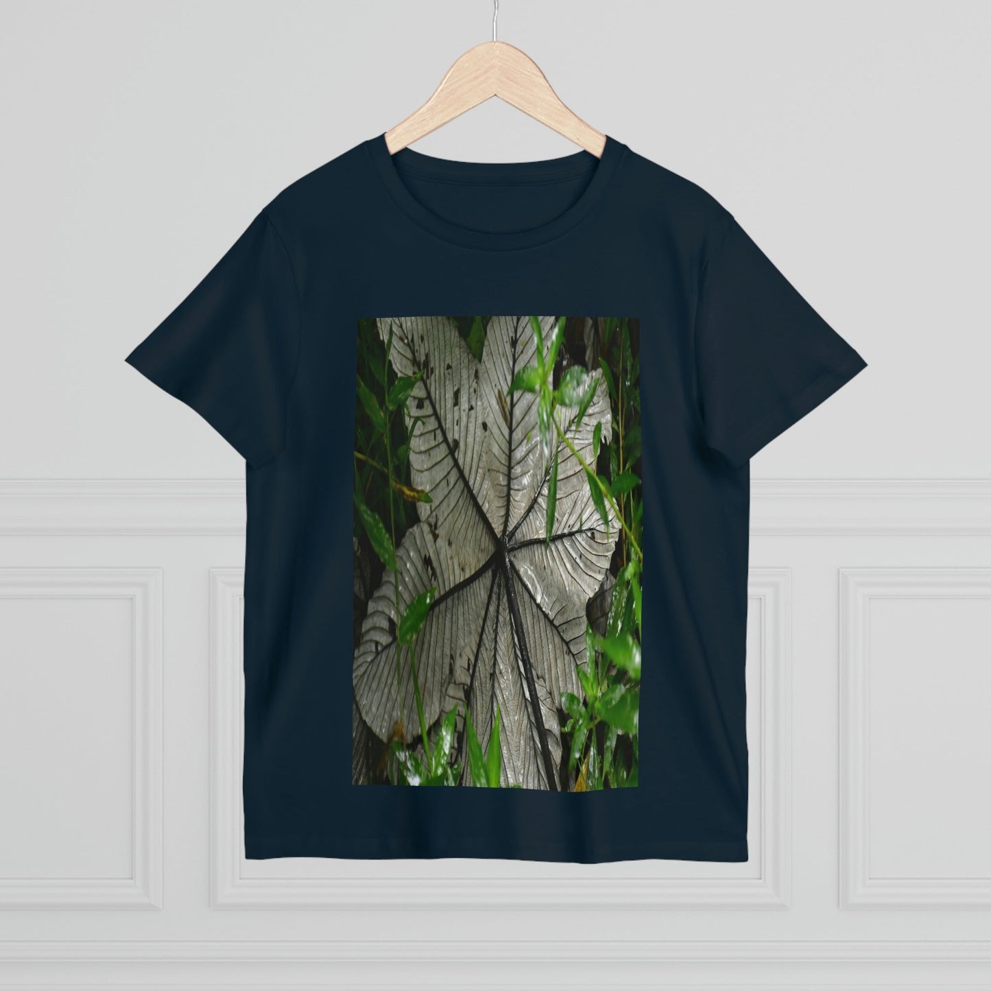 Printed in AUSTRALIA - Women’s Maple Tee - Yagrumo Tree leaf - El Yunque rainforest - HumanVision 👩🦰 - Green Forest Home