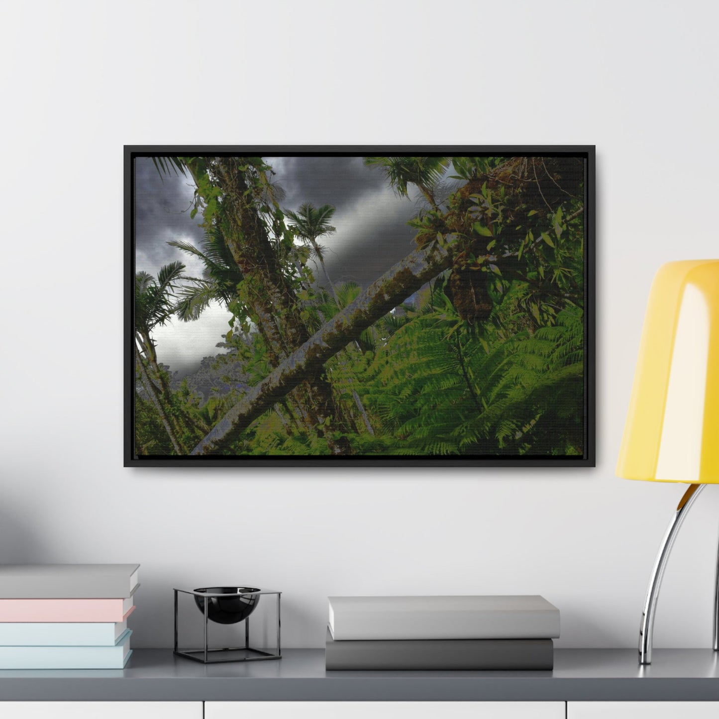 Rainforest Trails & Views - Gallery Canvas Wraps, Horizontal Frame - El Yunque National Forest - Puerto Rico - Color enhanced dramatic tangle of trees after Hurricane Maria - Green Forest Home