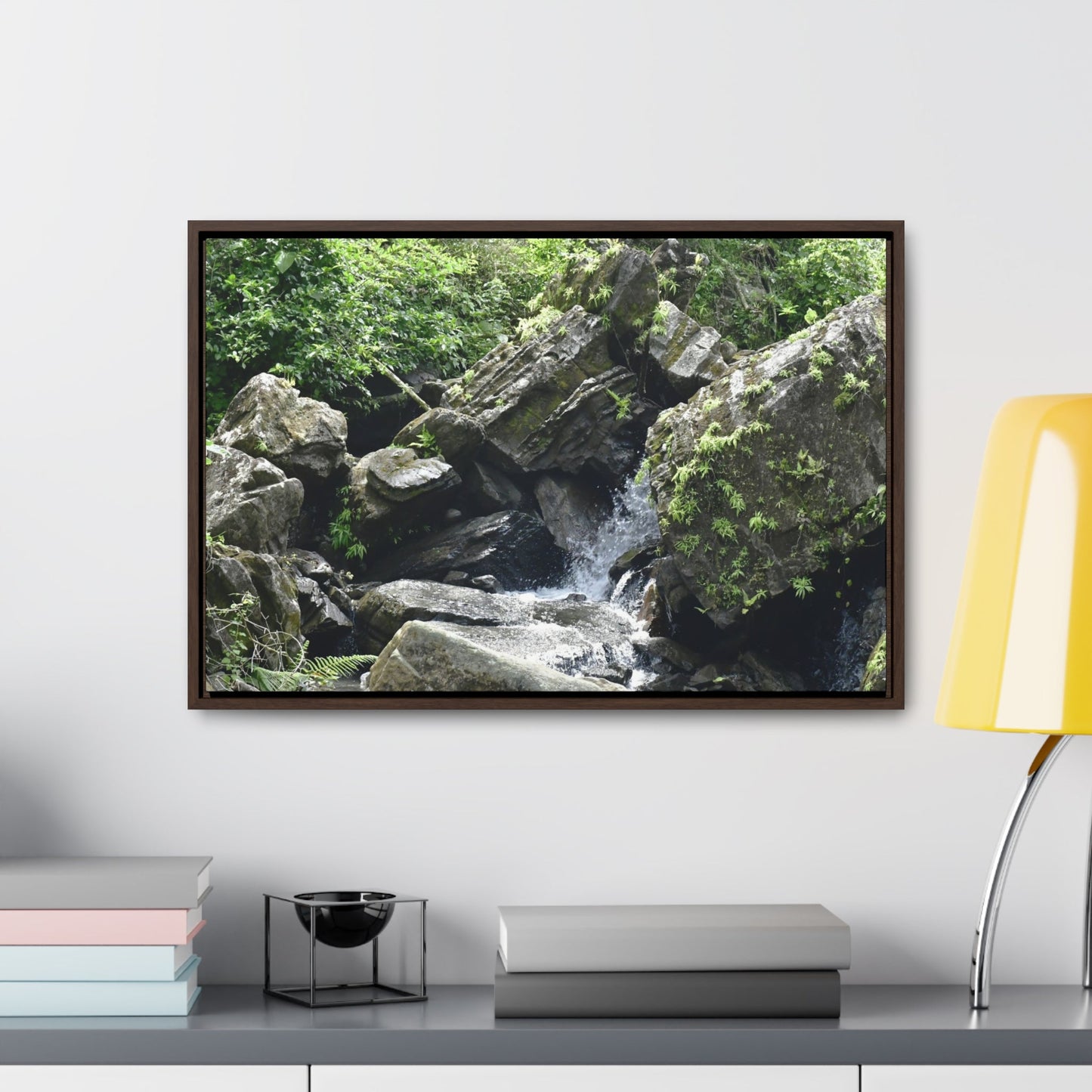 Rainforest Trails & Views - Gallery Canvas Wraps, Horizontal Frame - El Yunque National Forest - Puerto Rico - River near recreation area in El Yunque - Green Forest Home