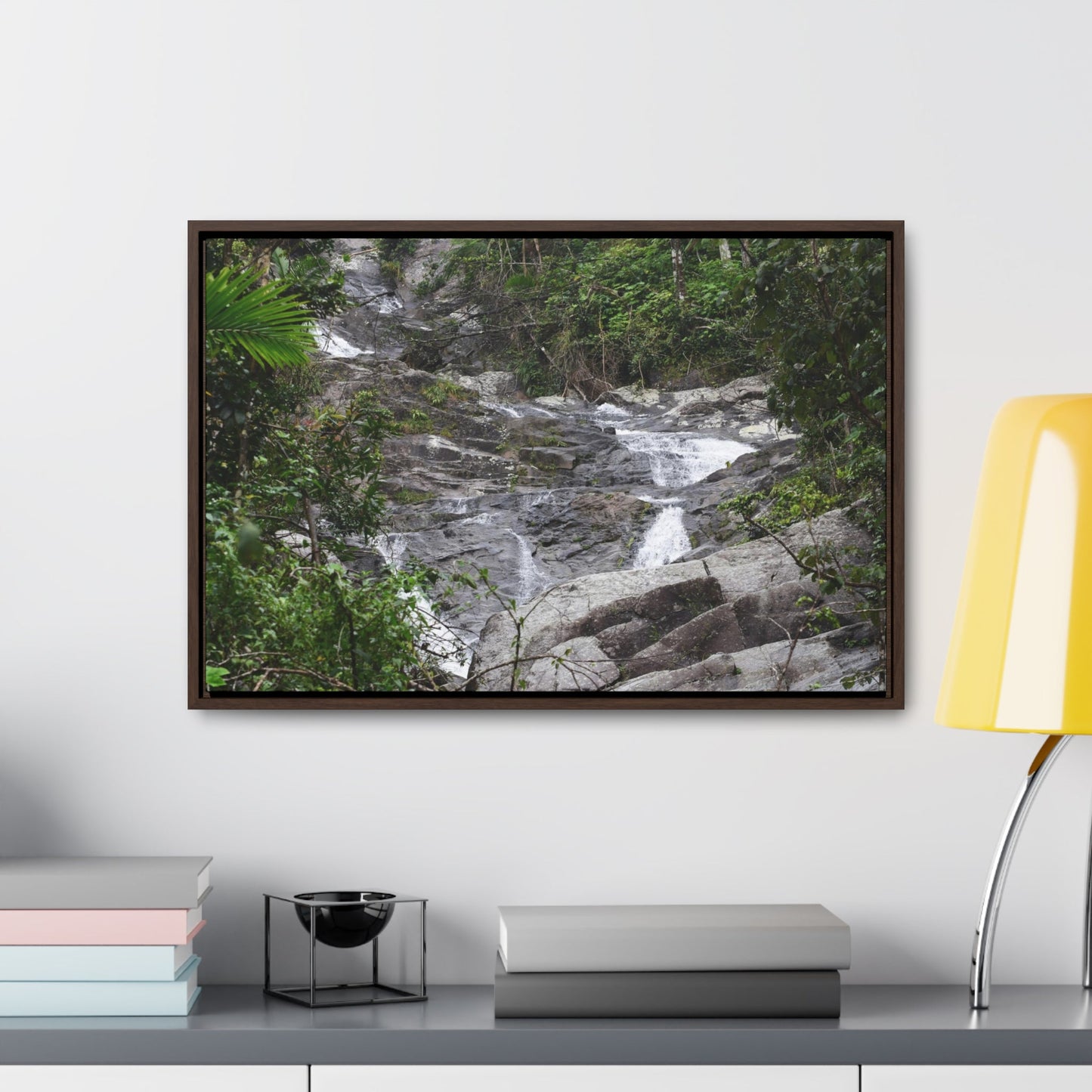 Rainforest Trails & Views - Gallery Canvas Wraps, Horizontal Frame - El Yunque National Forest - Puerto Rico - Steep Icacos River - water flows to the nearby towns drinking water - Green Forest Home