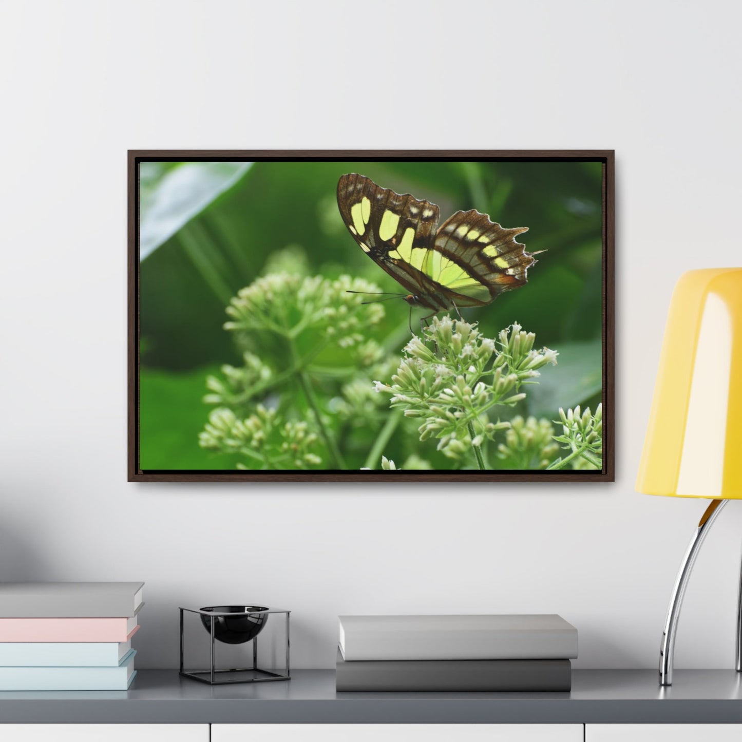 Rainforest Trails & Views - Gallery Canvas Wraps, Horizontal Frame - El Yunque National Forest - Puerto Rico - The beauty of a butterfly with matching background colors - Green Forest Home