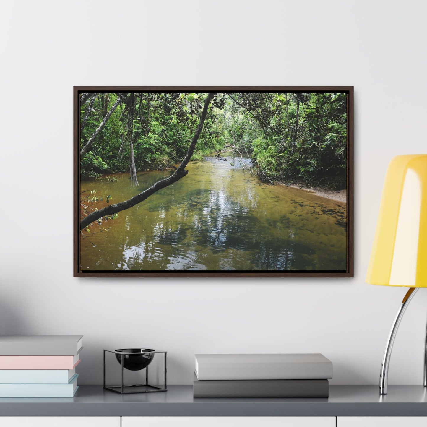 Rainforest Trails & Views - Gallery Canvas Wraps, Horizontal Frame - El Yunque National Forest - Puerto Rico - The pristine upper Rio Sabana river - Green Forest Home