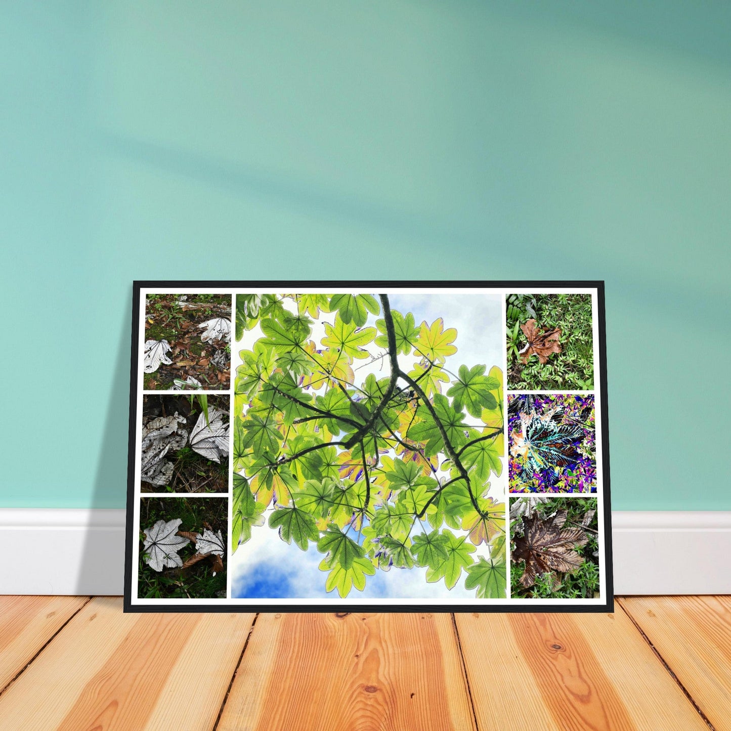 Rainforest Trails & Views - Horizontal Frame - El Yunque National Forest - Puerto Rico - Premium Matte Paper Wooden Framed Poster - 7 high-resolution Nikon Prints - The awesome Yagrumo tree leafs - Green Forest Home