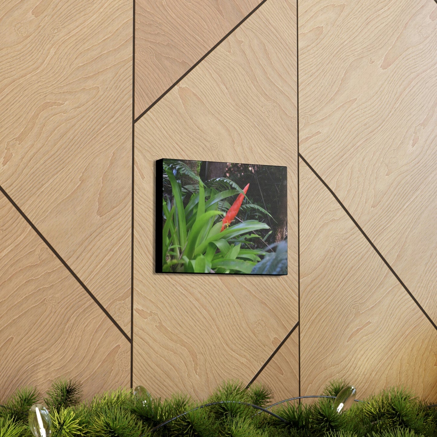 SMALL Canvas Gallery Wraps - Made in USA - Bromeliad in flower in El Yunque rainforest PR - Green Forest Home