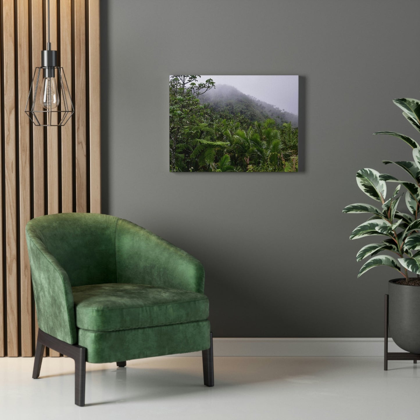 UK Print - Stretched Canvas - The ancient forest preserved in Toro Negro rainforest Puerto Rico - highest land at 4,000 feet altitude - Green Forest Home