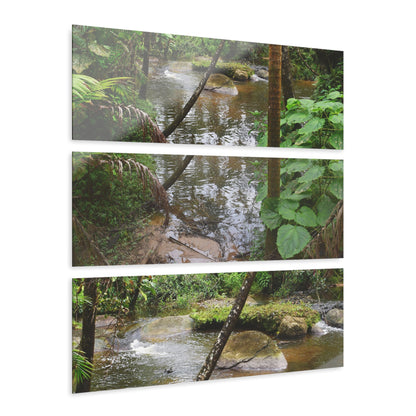 Deep Forest Explorations - Pristine Rio Sabana  2-Rivers Magical Pond - El Yunque RainForest  - Nikon D850 - Tropical Rivers Triptych Acrylic Print – Panoramic Jungle Wall Aert