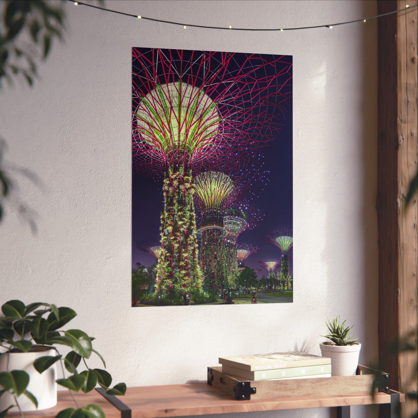 Premium Matte Vertical Posters US MADE - Super Trees Night Scene at Singapore Gardens by the Bay.