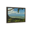 Tropical Vista Matte Canvas Framed Wall Art — Lush Mountain to Ocean Landscape - View from the Three Peaks of the Atlantic Ocean - El Yunque rainforest PR