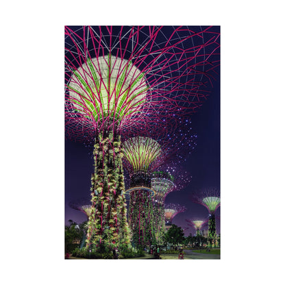 Premium Matte Vertical Posters US MADE - Super Trees Night Scene at Singapore Gardens by the Bay.