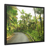 Tropical Vista Matte Canvas Framed Wall Art — Lush Mountain road the PR 191 High forest - El Yunque rainforest PR