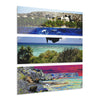 Remote Mona Island Art - Arrival as Painting, view from Cave, Color Enhanced Bay - Nikon D850 - Triptych Acrylic Print – Panoramic Jungle Wall Aert