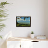 Tropical Vista Matte Canvas Framed Wall Art — Lush Mountain to Ocean Landscape - View from the Three Peaks of the Atlantic Ocean - El Yunque rainforest PR