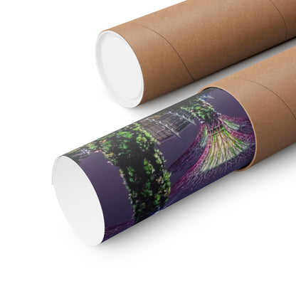 Premium Matte Vertical Posters US MADE - Super Trees Night Scene at Singapore Gardens by the Bay.