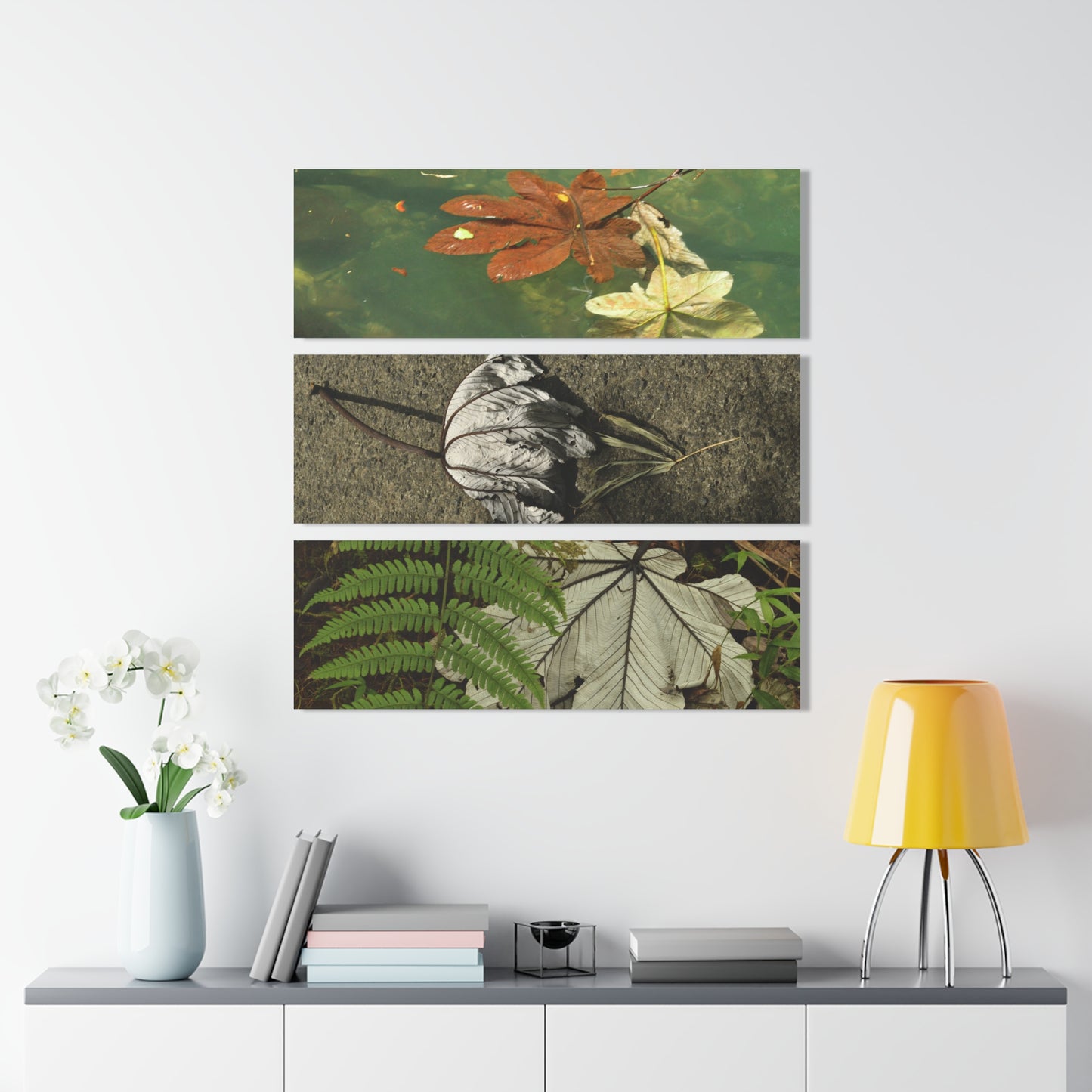 Deep Forest Explorations -The amazing Yagrumo Tree Leaves  - El Yunque RainForest  - Nikon D850 - Tropical Mountains Triptych Acrylic Print – Panoramic Jungle & Ocean Wall Art