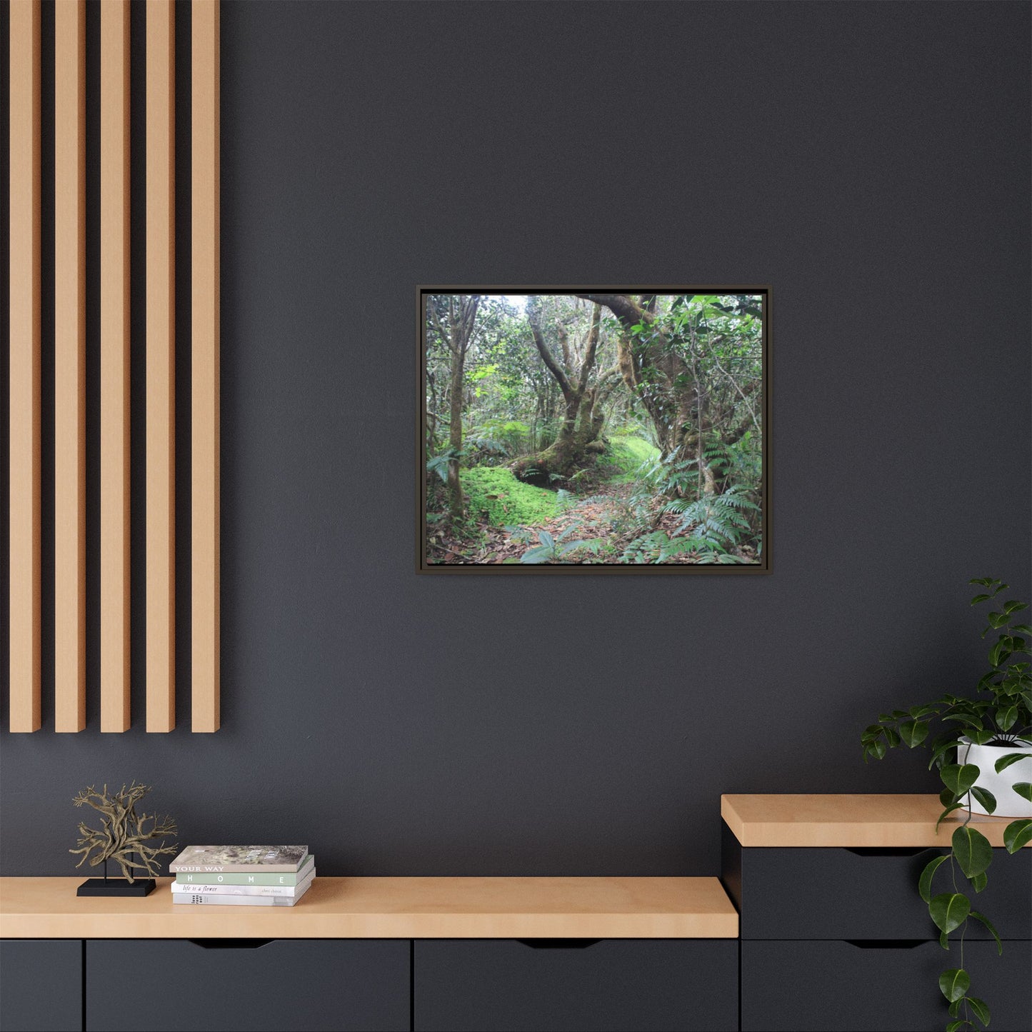 Tropical Vista Matte Canvas Framed Wall Art — Magic section of the remote Tradewinds Trail -  El Yunque rainforest PR