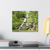 Tropical Waterfall Canvas Wall Art — Lush Jungle Landscape Print