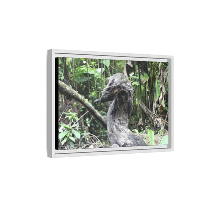 Tropical Vista Matte Canvas Framed Wall Art - Forest explorations - Deep in Sabana River Unusual Tree formations ??? -  El Yunque rainforest PR