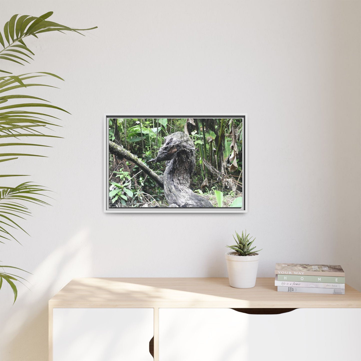 Tropical Vista Matte Canvas Framed Wall Art - Forest explorations - Deep in Sabana River Unusual Tree formations ??? -  El Yunque rainforest PR