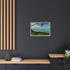 Tropical Vista Matte Canvas Framed Wall Art — Lush Mountain to Ocean Landscape - View from the Three Peaks of the Atlantic Ocean - El Yunque rainforest PR