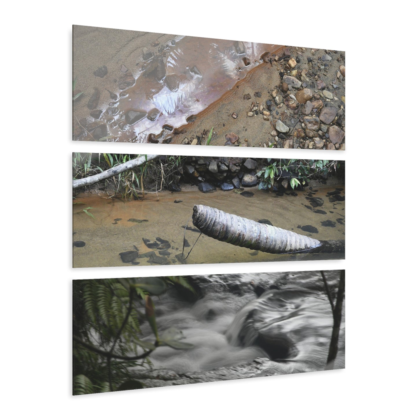 Deep Forest Explorations - Pristine Rio Sabana Nature Art - El Yunque RainForest  - Nikon D850 - Tropical Rivers Triptych Acrylic Print – Panoramic Jungle Wall Aert