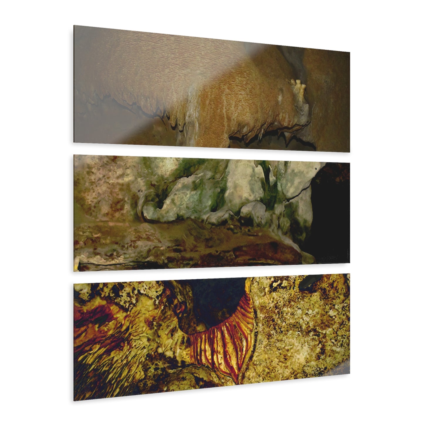 Remote Mona Island Art - The  Cave 'BRAIN' and two Color Enhanced Caves - Nikon D850 - Triptych Acrylic Print – Marvel Islands of Puerto Rico