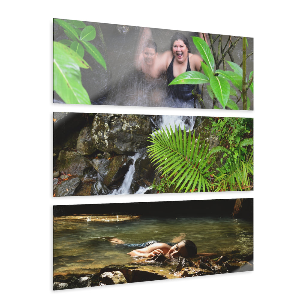 El Yunque Rainforest - The Joy and Beauty of El Yunque Streams  - Jose and Gloria - Nikon D850 - Triptych Acrylic Print – Forest Creek Landscape Wall Art