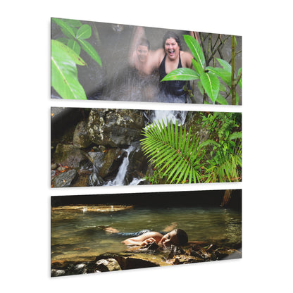 El Yunque Rainforest - The Joy and Beauty of El Yunque Streams  - Jose and Gloria - Nikon D850 - Triptych Acrylic Print – Forest Creek Landscape Wall Art