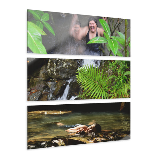 El Yunque Rainforest - The Joy and Beauty of El Yunque Streams  - Jose and Gloria - Nikon D850 - Triptych Acrylic Print – Forest Creek Landscape Wall Art