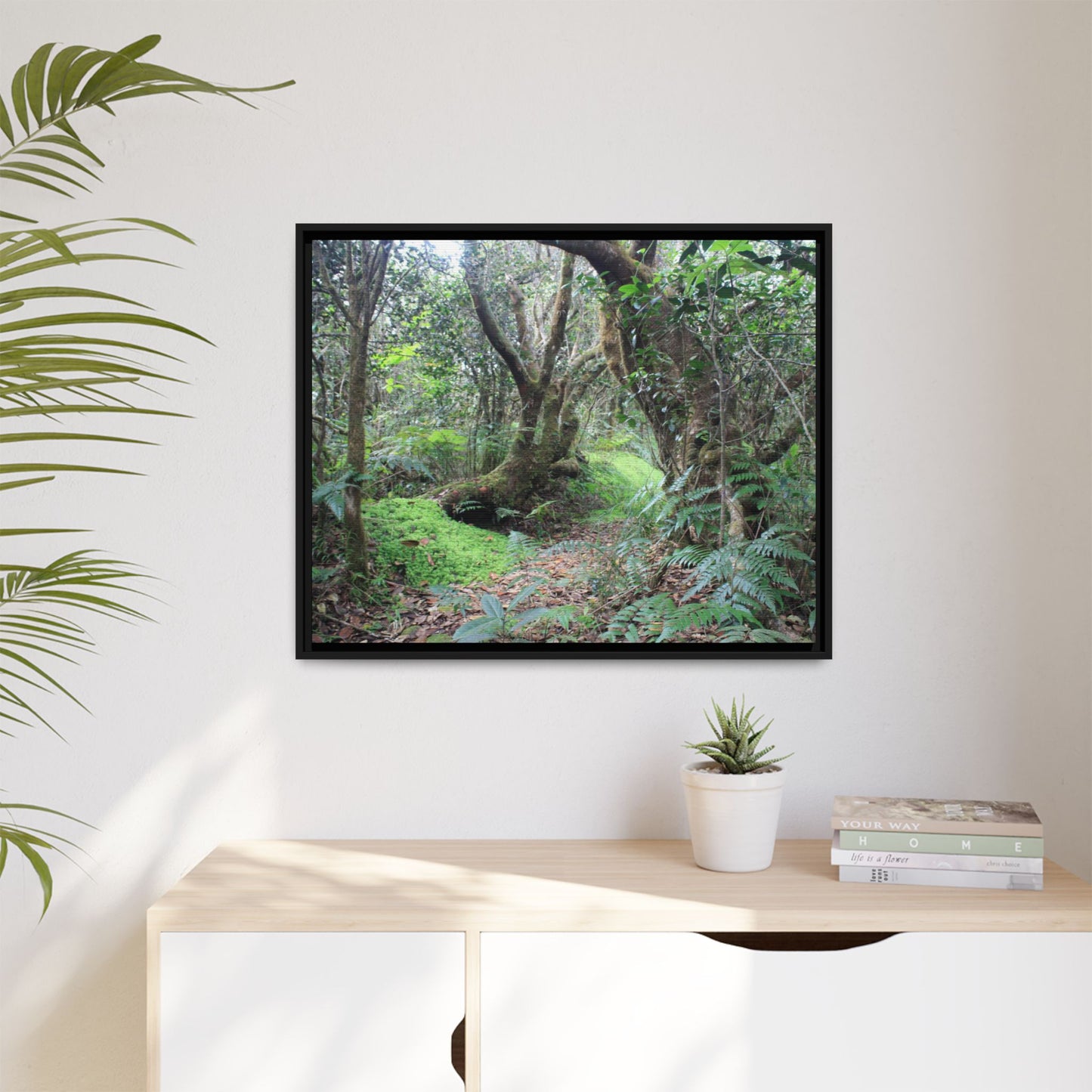Tropical Vista Matte Canvas Framed Wall Art — Magic section of the remote Tradewinds Trail -  El Yunque rainforest PR