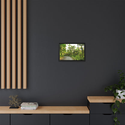 Tropical Vista Matte Canvas Framed Wall Art — Lush Mountain road the PR 191 High forest - El Yunque rainforest PR