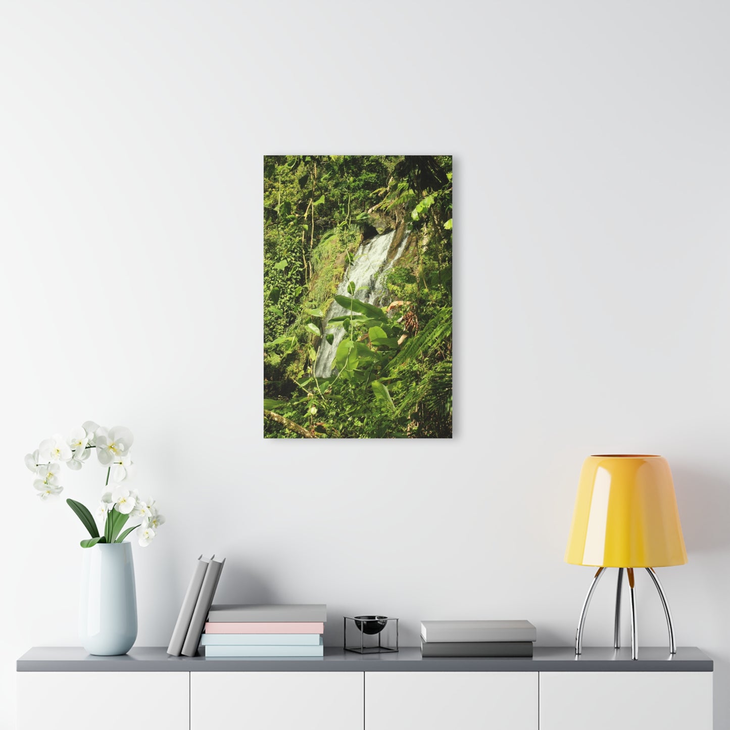 Tropical Waterfall Acrylic Print — The famous La Coca Falls -  El Yunque RainForest  - Glossy French-Cleat Wall Art