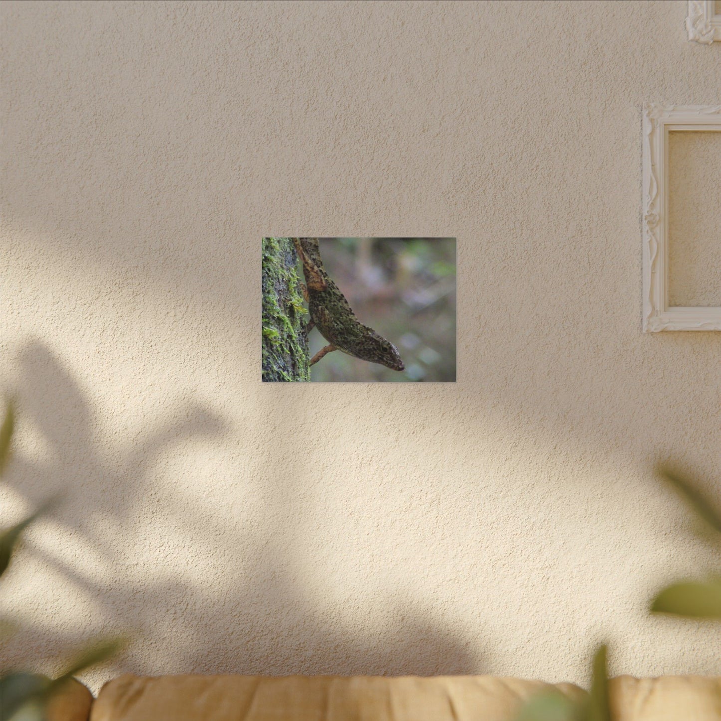 Matte Canvas Wall Art – Green Tree Lizard Photography (Stretched) - El Yunque Rainforest - Puerto Rico - Deep forest explorations