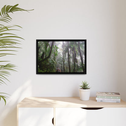 Tropical Vista Matte Canvas Framed Wall Art - Forest explorations - My son Jose is tired on El Yunque High-Forest (in the clouds) trail -  El Yunque rainforest PR