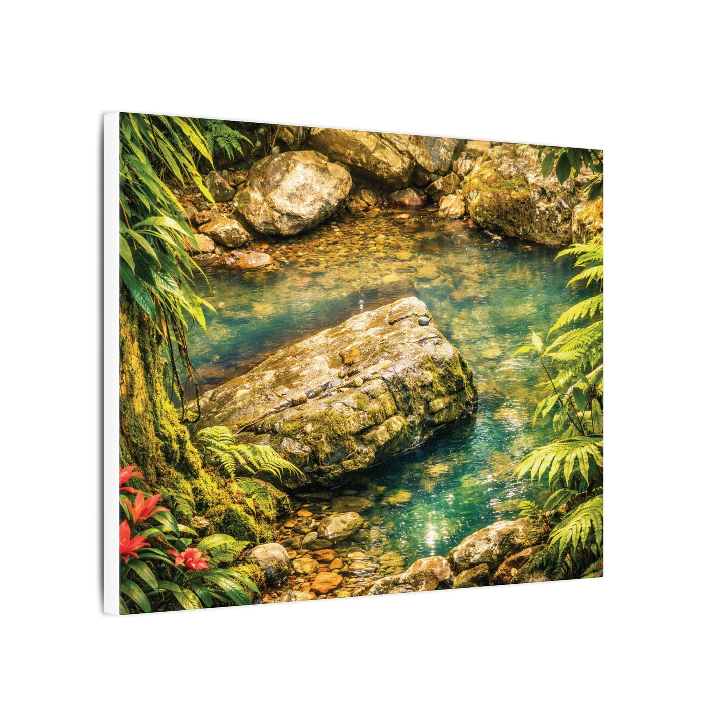 Tropical Forest Stream Matte Canvas Wall Art — Stretched Nature Landscape Print