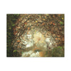Autumn Leaf Reflection Matte Canvas Wall Art — Nature Forest Stream Print - Yagrumo leaf in middle of many decomposing leafs - Amazing symmetry - Tradewinds trail