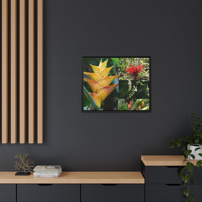 Tropical Vista Matte Canvas Framed Wall Art - Forest explorations - Deep in El Yunque rainforest PR - Mosaic#1 of the Flowers of El Yunque rainforest