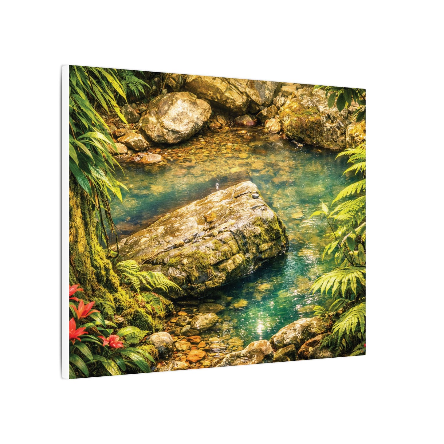 Tropical Forest Stream Matte Canvas Wall Art — Stretched Nature Landscape Print