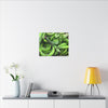 Green Banana Bunch Matte Canvas Wall Art — Tropical Kitchen Decor - Platanos in Puerto Rico - ready for cooking - for tostones etc.