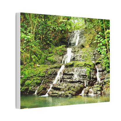 Tropical Waterfall Canvas Wall Art — Lush Jungle Landscape Print